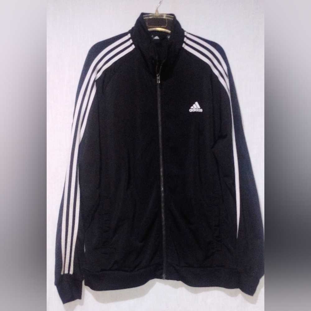 Adidas Black and White Zip-Up Jacket XL